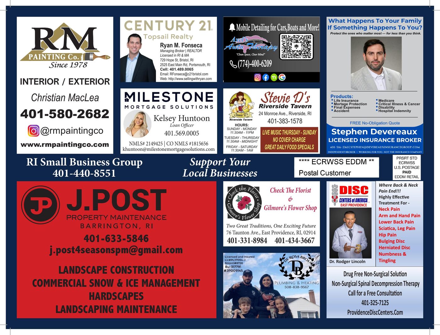 Back of the RI Small Business Group direct mailer